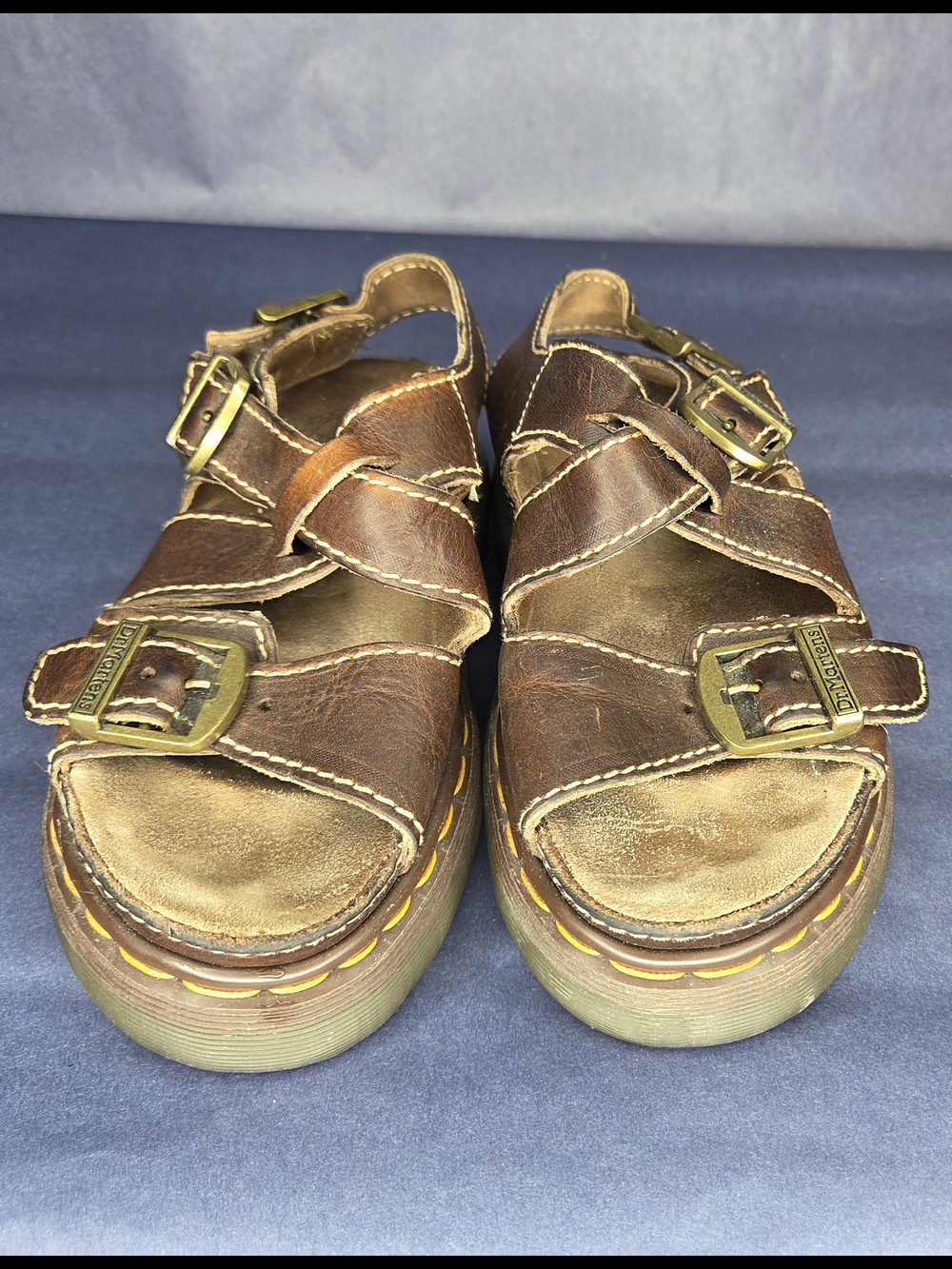 Dr. Martens Brown Leather Buckle Platform Sandals